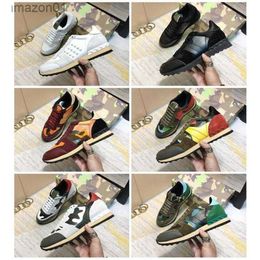 Valentine Shoes Designer Sneaker High Quality Camouflage Men Women Rivet Casual Shoes Studded Flats Mesh Camo Suede Leathe SCCZ CR42