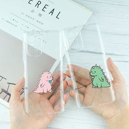 Cute Dinosaur Couple Pattern Transparent Phone Case For XIAOMI 11 12 POCO F3 F4 GT M3 M4 Pro 5G X3 X4 Redmi Soft Silicone Case