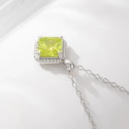 Chains Fashion Customised Trendy Jewellery 925 Sterling Silver Olive Green Cubic Zircon Pendant Necklace For Women Fine