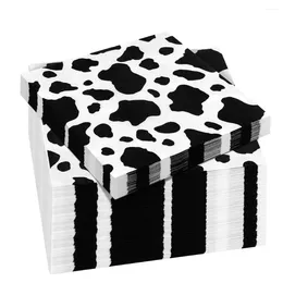 Table Napkin 100pcs/set Cow Print Paper Napkins Disposable Dinner For Farm Animal Themed Birthday Party Western Baby Shower
