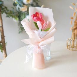 Decorative Flowers Handwoven Pink Gold Fragrance Flower Bundle Finished Exquisite Packaging Simulation Birthday Gift