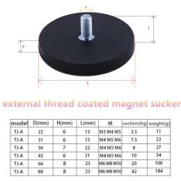 1pc D66 D88 Rubber Coated Magnet Magnetic Base External Thread/Flat Thread Mounting Bracket Holder For Boat LED Light Car Bar