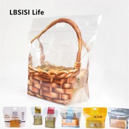 LBSISI Life 50pcs Plastic Fruit Toast Bread Food Bags With Window Zipper Handle Party Wedding Supplies Take Out Bags