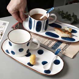 Cups Saucers Creative Ceramic Mugs Coffee Saucer Set Afternoon Tea Tableware Dessert Plate Household Cup Breakfast With Spoon