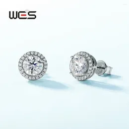 Stud Earrings WES 925 Sterling Silver 6.5mm 1ct Moissanite Diamond For Women Wedding Party Gifts Luxury Jewellery Wholesale Band