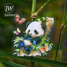 JIANWU 10Sheets Sparking Cute Treasure Series Kawaii Panda Shell Light Decor PET Sticker Creative DIY Journal Collage Stationery