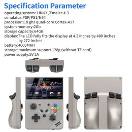 Open Source R43 Pro Handheld Video Game Console EmuELEC System 4.3 Inch Portable Pocket Video Player Games PSP Children's Gift