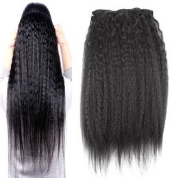 Clip in Human Hair Extensions Natural Brazilian Remy Hair Kinky Straight Clipins 10pcs 100G coarse yaki clip in human hair extens1389949