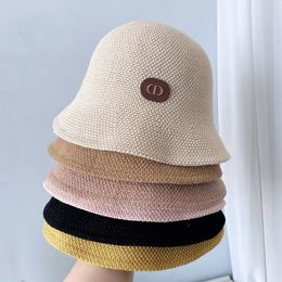 Fisherman hat Women's summer Korean version of the sun basin hat thin breathable woven straw hat fashion sunscreen bucket hat cool hat