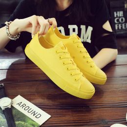 Boots Men Canvas Shoes Mango Yellow Bright Yellow Fashion Sneakers Lace Up 3944 White Casual Shoes All Match Nice Quality Round Head