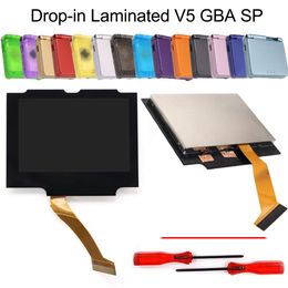 Laminated V5 IPS GBA SP Backlight Backlit LCD Replacement Mod Kits For Game Boy Advance SP NO NEED CUT Shell Case