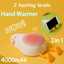 2 in 1 Electric Portable Heater Mini Cute Duck Winter Heater 2400/4000mAh Warmer Fast Heat Thermostat Phone Stand Holder