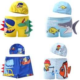 Hot selling Children's swim trunks, boys' boxer small, medium and big boys' swimming trunks, cartoon dinosaurs, crocodiles, European and American boy baby swim trunks