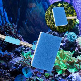 Super Long Handle Aquarium Fish Tank Glass Window Algae Cleaner Scrubber Double-Sided Sponge Cleaning Brush 180° adjustable