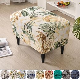 Chair Covers Nordic Floral Ottoman Cover Spandex Rectangle Stool All-inclusive Footstool Furniture Protector Sofa Footrest