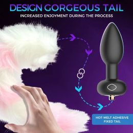 Fox Tail Vibrating Butt Plug Anal Sex Toys Remote Control Anal Toys & Games Vibrator with 10 Modes Perfect for Cosplay Couples