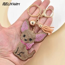 Cute Chihuahua Dog Butterfly Shoes Love Goblet Cat Skull Crystal Metal Keychain For Women Bag Pendant Charms Accessories Jewellery