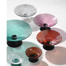 Plates Nordic Glass Fruit Plate Decoration Modern Minimalist Home Living Room Dining Table Luxury Round Candy Snack Dried