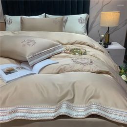 Bedding Sets Silk Set 4 Pcs Double-sided Washed Bed Sheet Comfortable And Smooth Quilt Cover Fitted Pillowcase