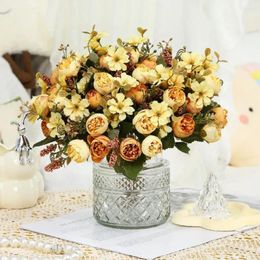 Decorative Flowers Artificial Flower Simulation Rose Realistic Faux Silk Lifelike High Quality Fake For Home Wedding Decoration