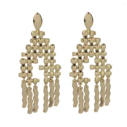 Dangle Earrings Punk Metal Geometric Tassel For Women Statement Gold Color Big Drop Fashion Party Jewelry UKEN