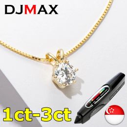 DJMAX Moissanite Pendant Necklace For Women Luxury Gold Necklace, 100% Real Original 925 Sterling Silver Women Necklace 2022