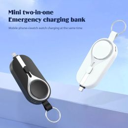 2-in-1 Mini Power Bank 1500/2000mAh Waterproof Mobile Power Retractable Plug 5V 3W For iPhone Samsung Xiaomi Backup Power Banks