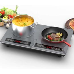 24" Double Induction Cooktop with 2 Burners, LED Touch Screen, 9 Temperature/Power Levels, Safety Lock, Portable Electric Stove Top - 110v/4000W