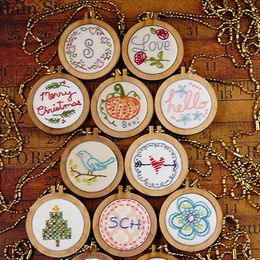 Mini Embroidery Hoop Wooden Embroidery Frame Small Hand Stitching Hoop Cross Framing Hoop Wood Earring DIY Gift