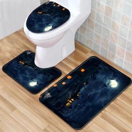 Bath Mats Zeegle Printed Toilet Rug Mat Set Shower For Home Decor Anti-slip Floor Water Absorption Foot Pedestal Soft