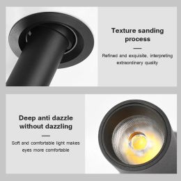 Nordic long tube LED Downlight COB Recessed Ceiling Lamp 12W Adjustable Spot lamp AC90-260V LED Spot light Indoor Lighting