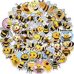 10/50Pcs Yellow Little Bee Stickers for Laptop Skateboard Guitar Stationery Stickers DIY Fridge Car Bottle Decals Kids Toys