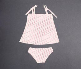 Kids Girls OnePiece Swimwear Child Bikini Summer Women Bikinis Sleeveless Tie Swimsuit Split Fashion Letter Printed Beach Wear 172382691