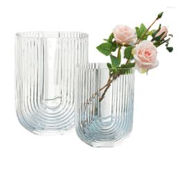 Vases Creative Nordic Glass Vase Transparent U-Shaped Dried Flowers And Light Luxury Soft Decorative Ornaments