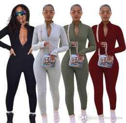 Sexy Whole Women Jumpsuits spring sets women One Piece Rompers Design Update Adult Onesie Zipper Up Plus Size Long Sleeve Jump9788638