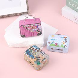 1Pc Vintage Mini Suitcase With Handle Candy Tinplate Storage Box For Wedding Gifts Candy Chocolate Travel Portable Container
