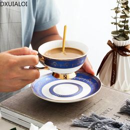 Mugs Phnom Penh Coffee Cup English Ceramic And Saucer Set Household Simple Afternoon Camellia Tea Spoon 200ML DXUIALOI