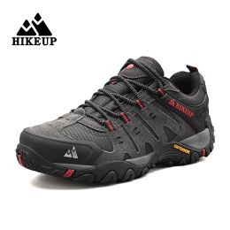 Boots Hikeup Men's Hiking Shoes Mountain Trekking Outdoor Shoes Wearresistant Men Walking Suede Leather High Quality Fashion Sneakers