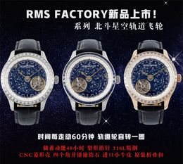 RMS Montre de luxe men Watches Tourbillon manual mechanical movement movement steel case diamond watch Wristwatches Relojes waterproof
