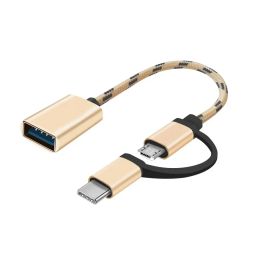 2 in 1 Type C To USB Adapter Type C OTG Cable USB C Micro USB Male To USB3.0 Female Cable Adapter for MacBook Pro Samsung A53
