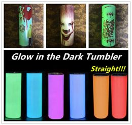 DIY Sublimation Tumbler Glow in The Dark Tumbler 20oz STRAIGHT Skinny Tumbler with Luminous paint luminous Cup PINK8446438