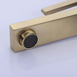 Washbasin Water Tap Bathroom Faucet Cold And Hot Mixed Bagnolux Brushed Gold Brass Deck Mounted Single Hole With Handle