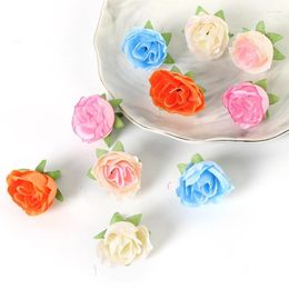 Decorative Flowers 50PCS 3CM Artificial Rose Blossom DIA Wedding Decoration With Hand Gift Small Bud Flower Wall Garland Accessories