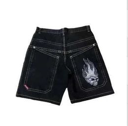 Yaz erkek y2k plaj kot jorts spor salonu şortları erkek jnco şort y2k retro gotik desen baskılı jnco denim şort