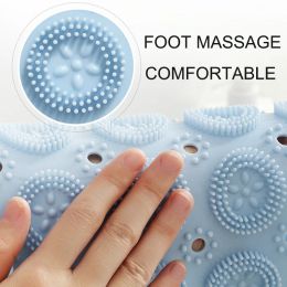 Non-Slip Bathtub Mat PVC Safety Shower with Drain Hole Bathroom Mat Creative Massage Foot Mat Easy To Clean Bathroom Accessories