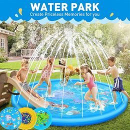 100/170 CM Kids Paddling Pad Inflatable Water Jet Swimming Pool Summer Beach Outdoor Games Toy Lawn Swimming Pool Mat Kids Toys 240403