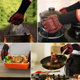 One Piece BBQ Gloves Microwave Gloves High Temperature Resistance Barbecue Glove Oven Mitts 500 800 Degree Fireproof Grill Glove