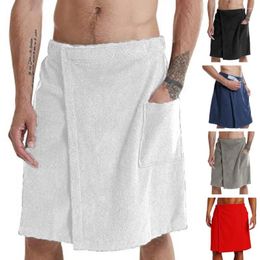 Men's Sleepwear Shorts Bathrobe Adjustable Waist Towel With Pocket For Gym Spa Swimming Comfortable Homewear Outdoor