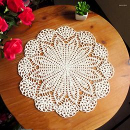 Table Mats Decoration And Accessories Handmade Flower Cotton Crochet Place Mat Cloth Christmas Placemat Wedding Kitchen