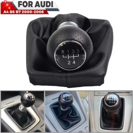 Fit For Audi A4 B6 B7 2000-2008 Manual 5 6 Speed Car Gear Shift Shifter Knob Lever Handle Head With Leather Dust-Proof Cover